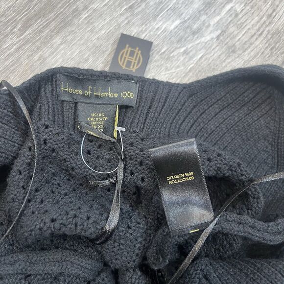 House of Harlow 1960 black Crop Top only Crochet ribbed v-neck Knit NWT XS - Picture 6 of 6